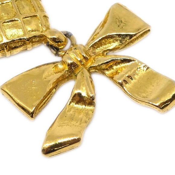 Chanel Dangle Earrings Bow Rhombus Clip-On Gold - Picture 2 of 4